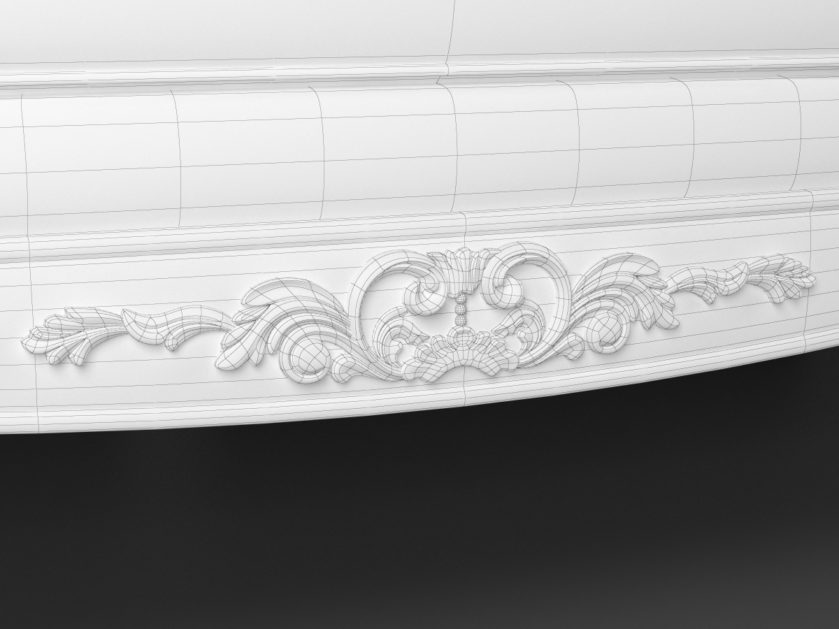 Polygonal wireframe showing structure of carved decorative furniture panel